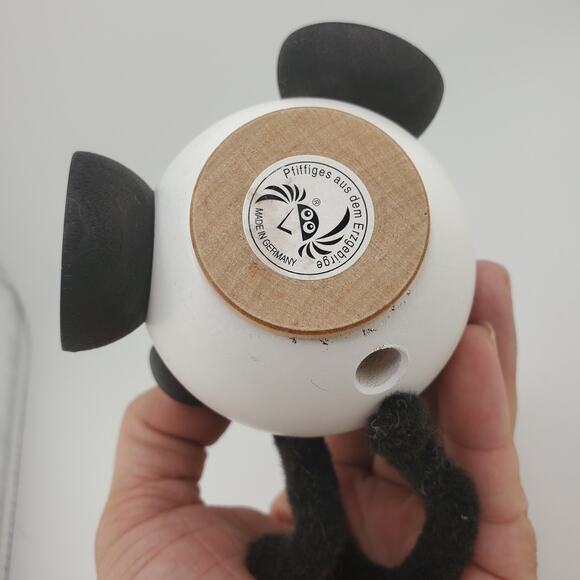 Vintage German Incense Smoker Kitten/Cat w/Pipe & Mouse 4" Black & White Wooden - Picture 5 of 10